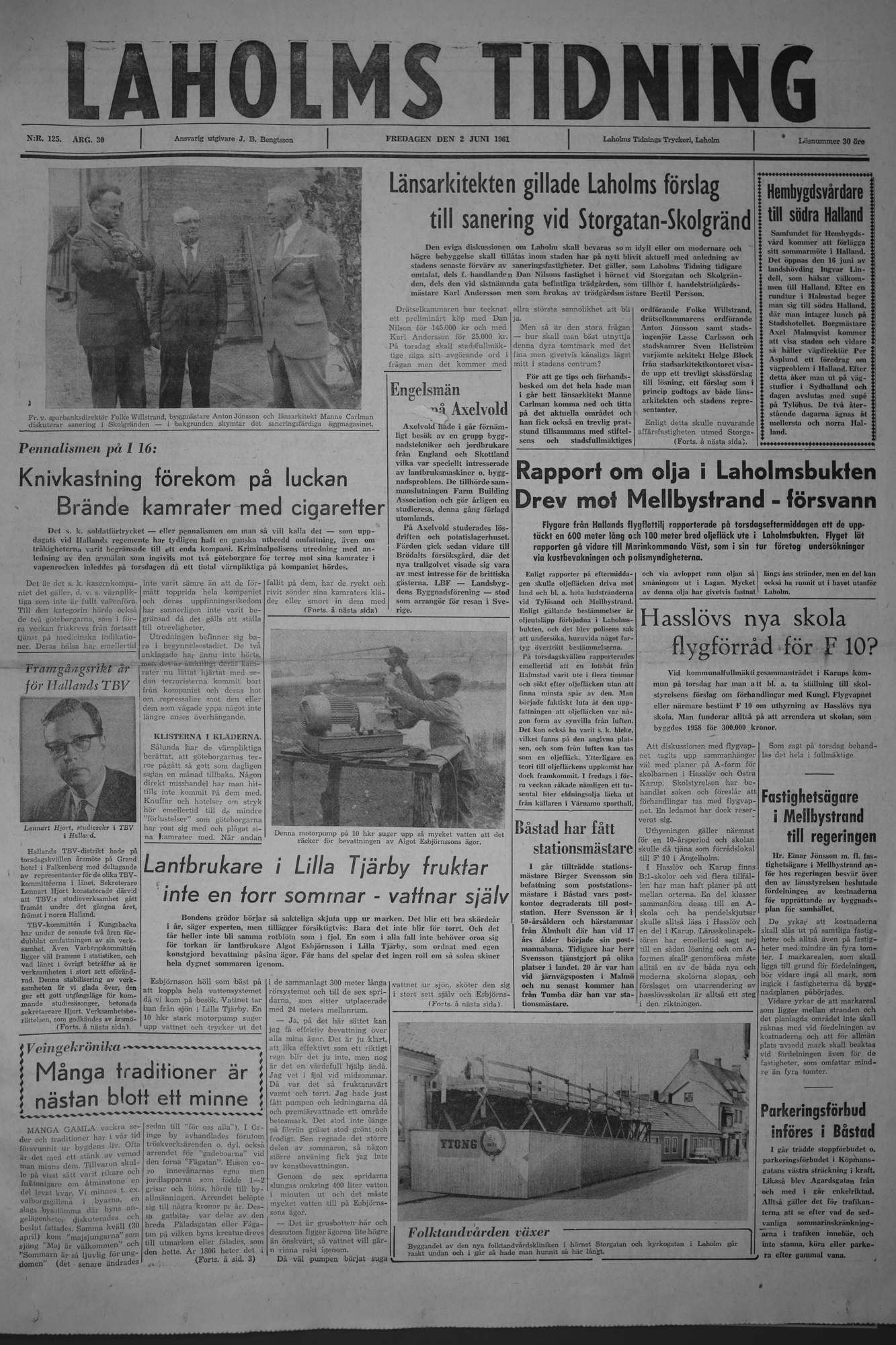 Laholms Tidning Fredag 2 juni 1961, sida 1
