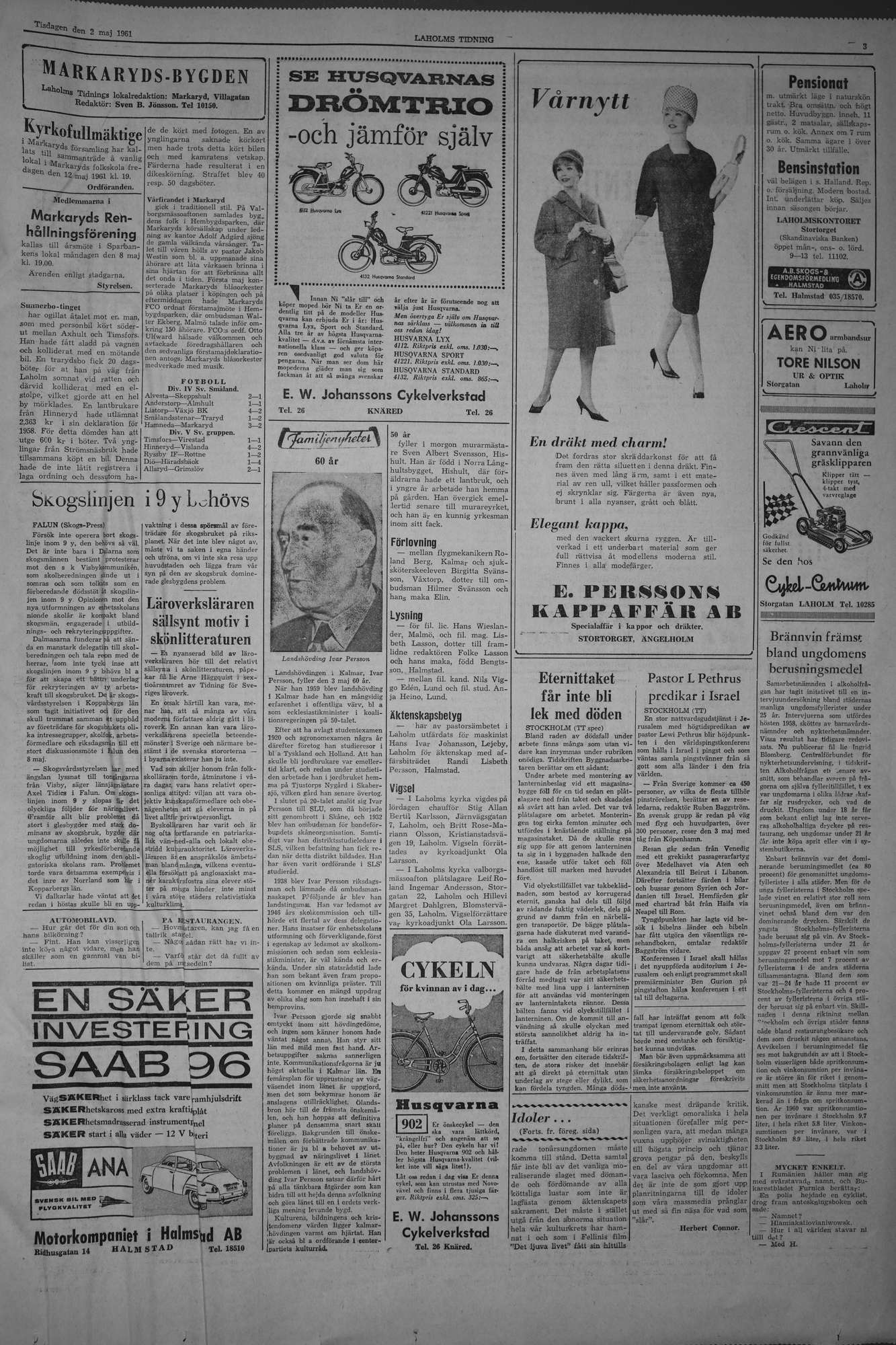 Laholms Tidning Tisdag 2 maj 1961, sida 3