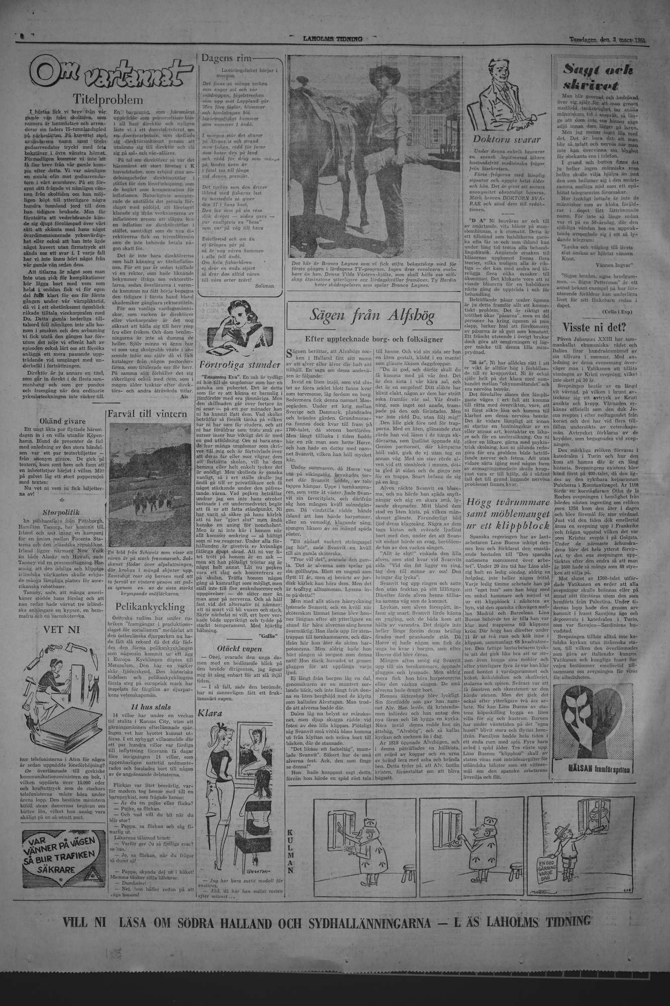 Laholms Tidning Torsdag 2 mars 1961, sida 6