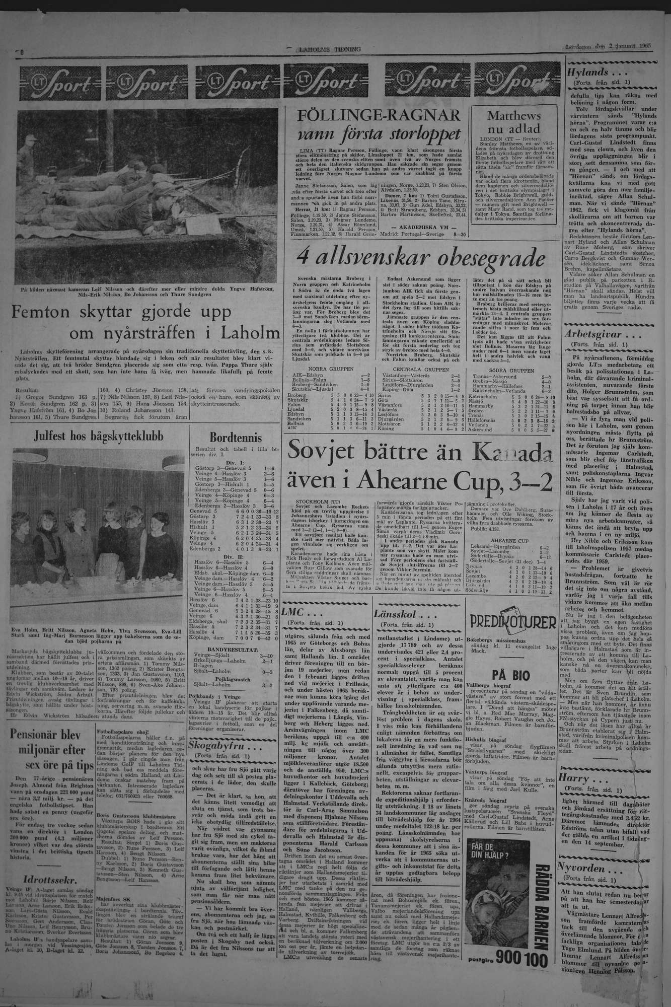 Laholms Tidning Lördag 2 januari 1965, sida 6
