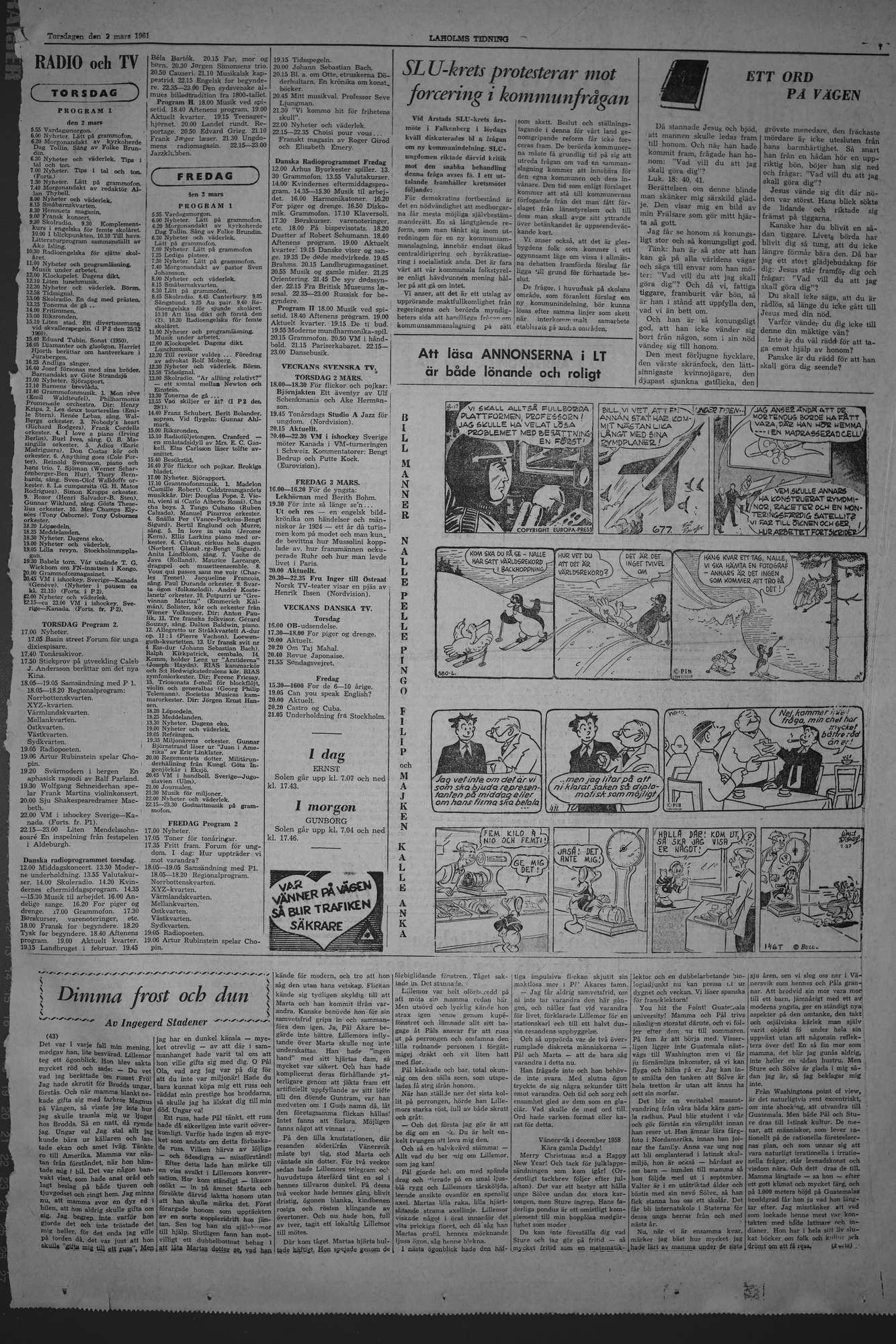 Laholms Tidning Torsdag 2 mars 1961, sida 7