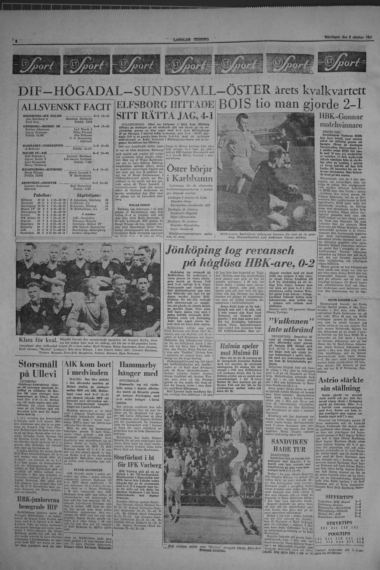 Laholms Tidning Måndag 2 oktober 1961, sida 6