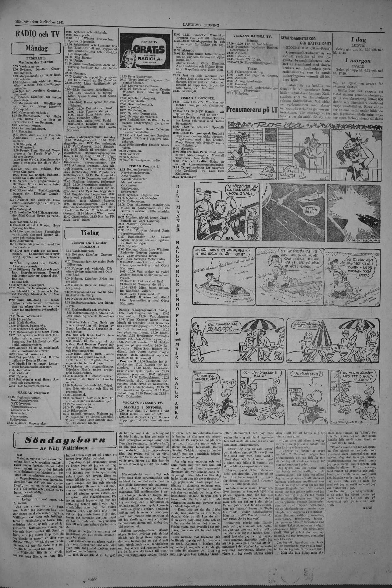 Laholms Tidning Måndag 2 oktober 1961, sida 7
