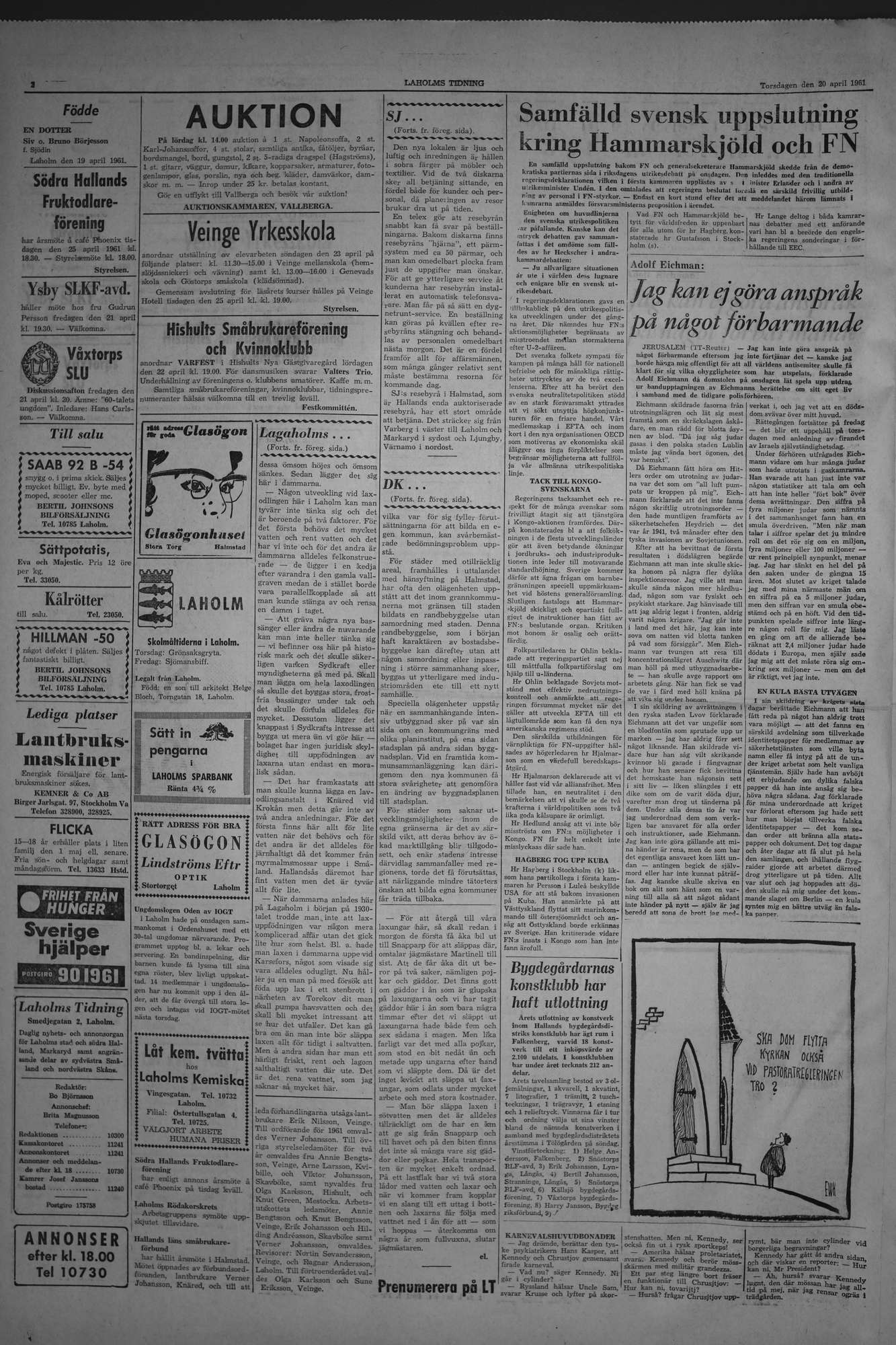 Laholms Tidning Torsdag 20 april 1961, sida 2