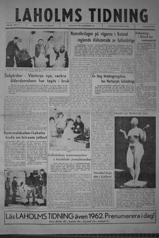 Förstasidan, Onsdag 20 december 1961