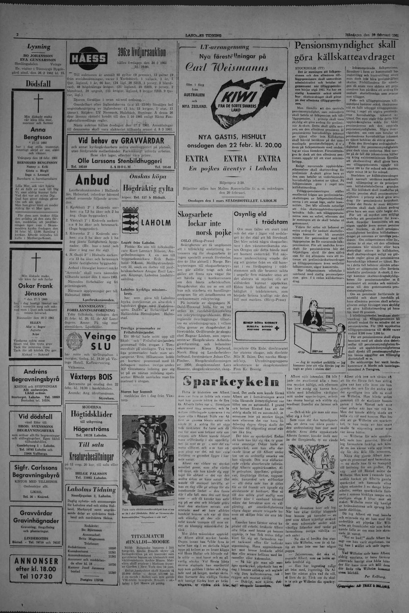 Laholms Tidning Måndag 20 februari 1961, sida 2