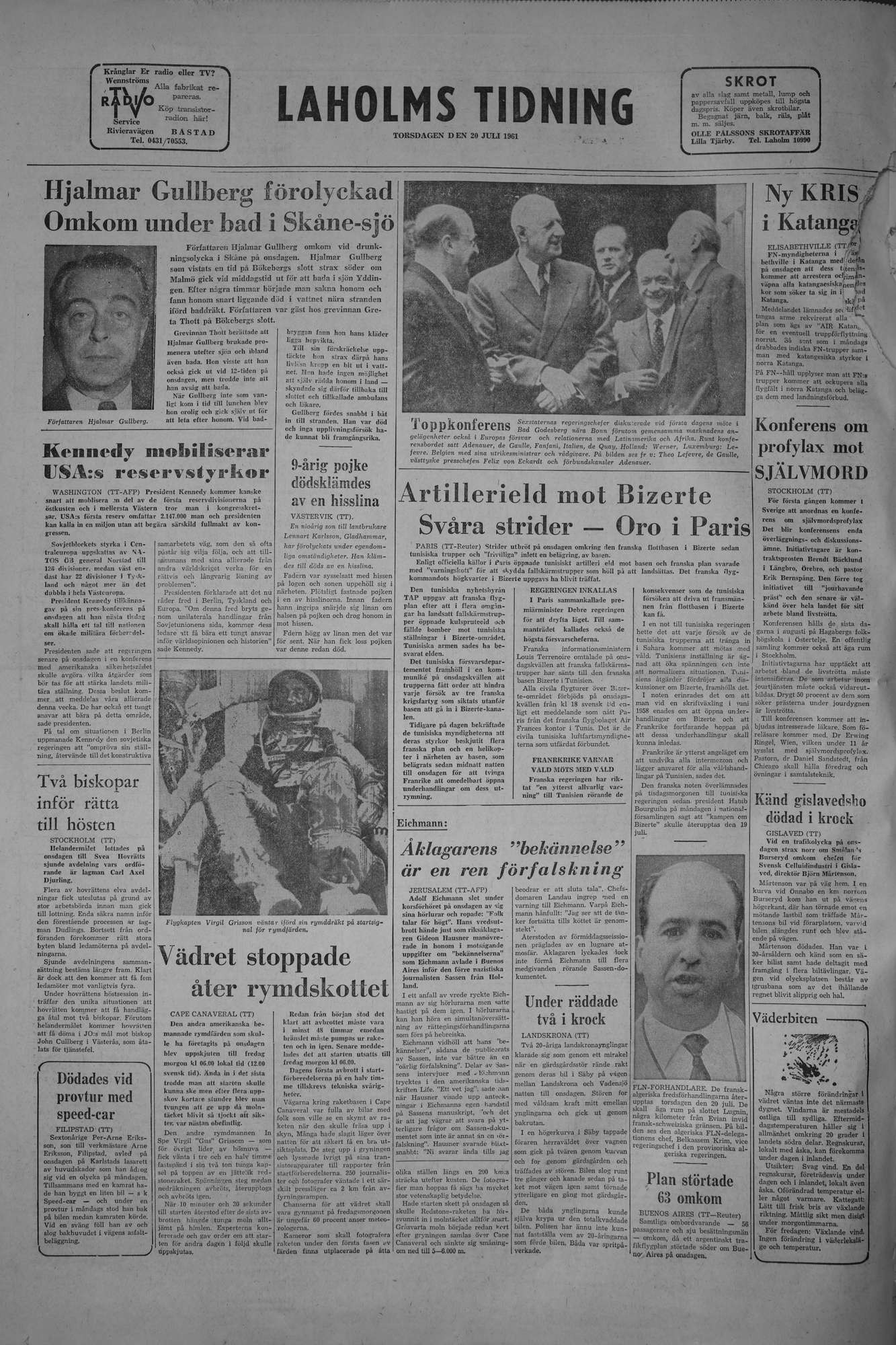 Laholms Tidning Torsdag 20 juli 1961, sida 8