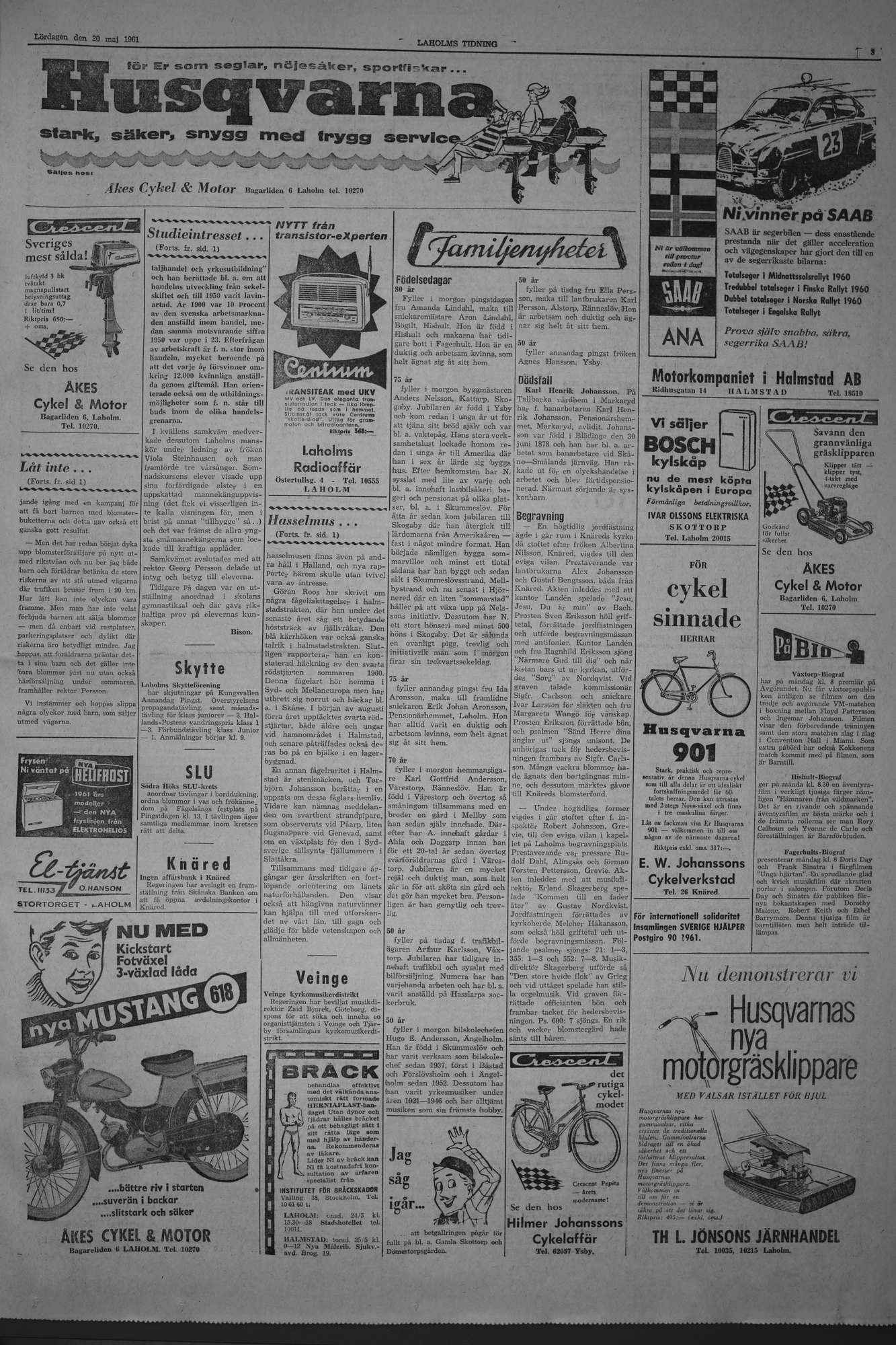 Laholms Tidning Lördag 20 maj 1961, sida 3