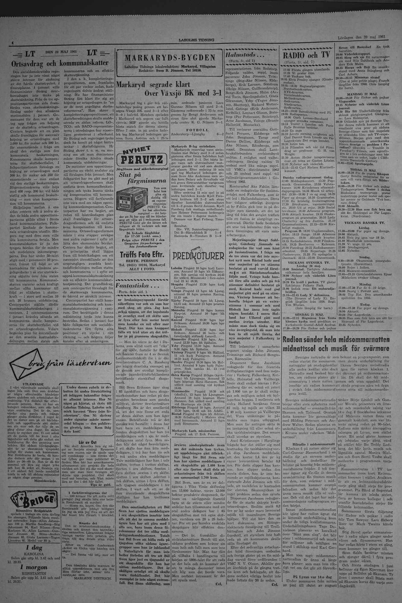 Laholms Tidning Lördag 20 maj 1961, sida 4