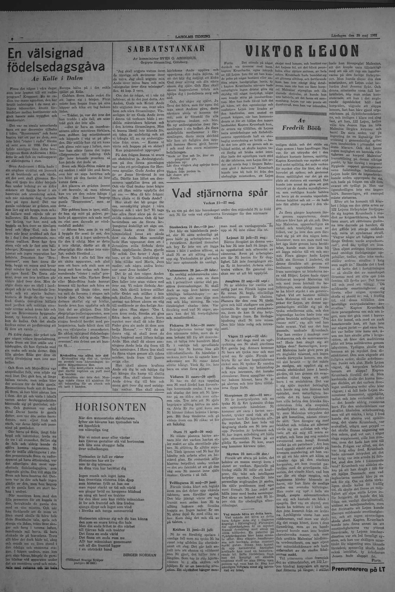 Laholms Tidning Lördag 20 maj 1961, sida 6