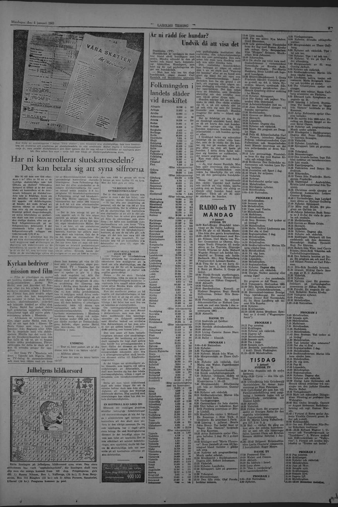 Laholms Tidning Måndag 4 januari 1965, sida 7