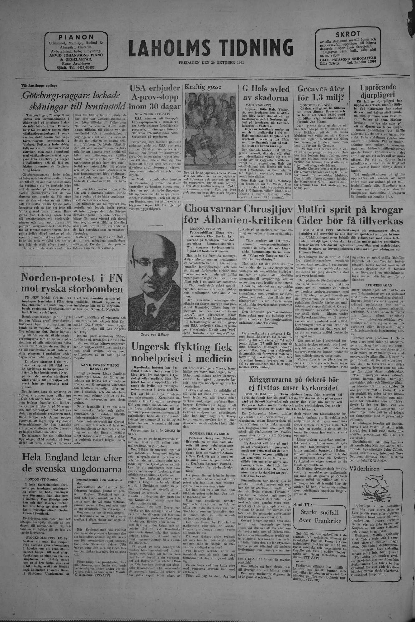 Laholms Tidning Fredag 20 oktober 1961, sida 8