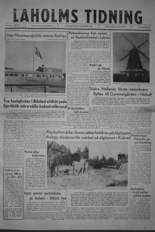 Förstasidan, Onsdag 20 september 1961