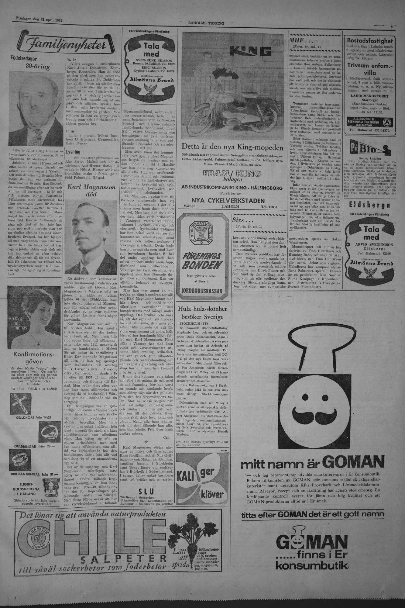Laholms Tidning Fredag 21 april 1961, sida 3