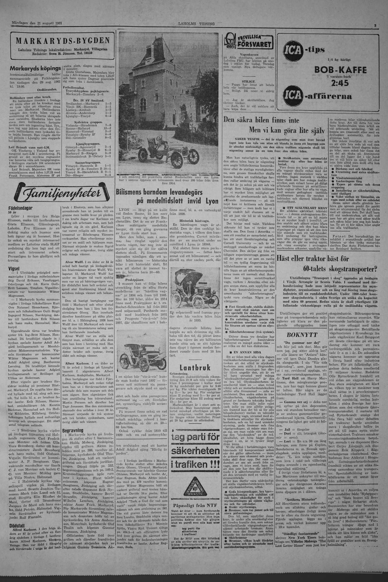 Laholms Tidning Måndag 21 augusti 1961, sida 3