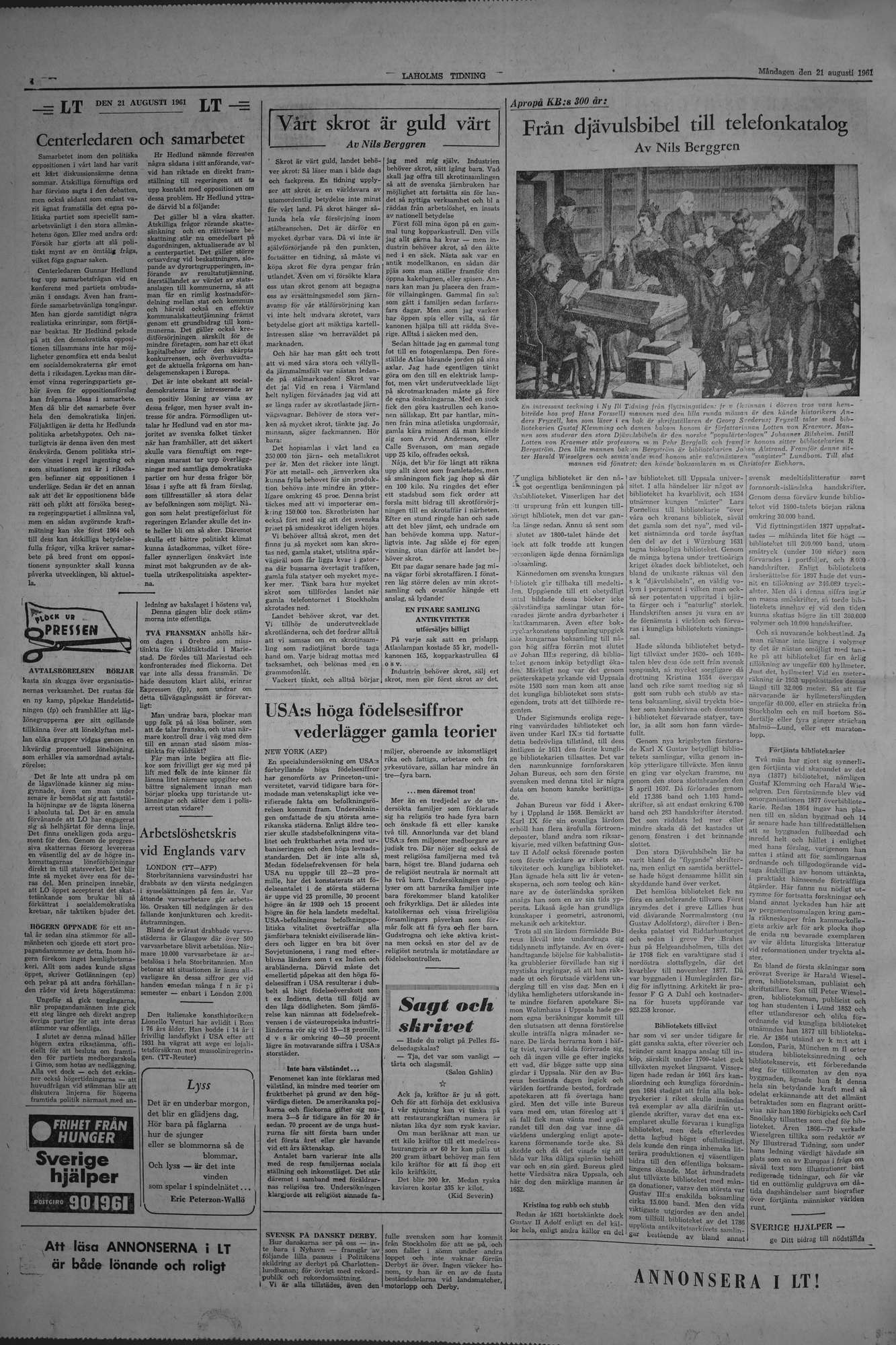 Laholms Tidning Måndag 21 augusti 1961, sida 4