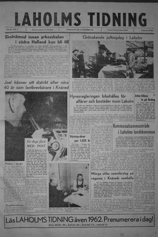 Förstasidan, Torsdag 21 december 1961