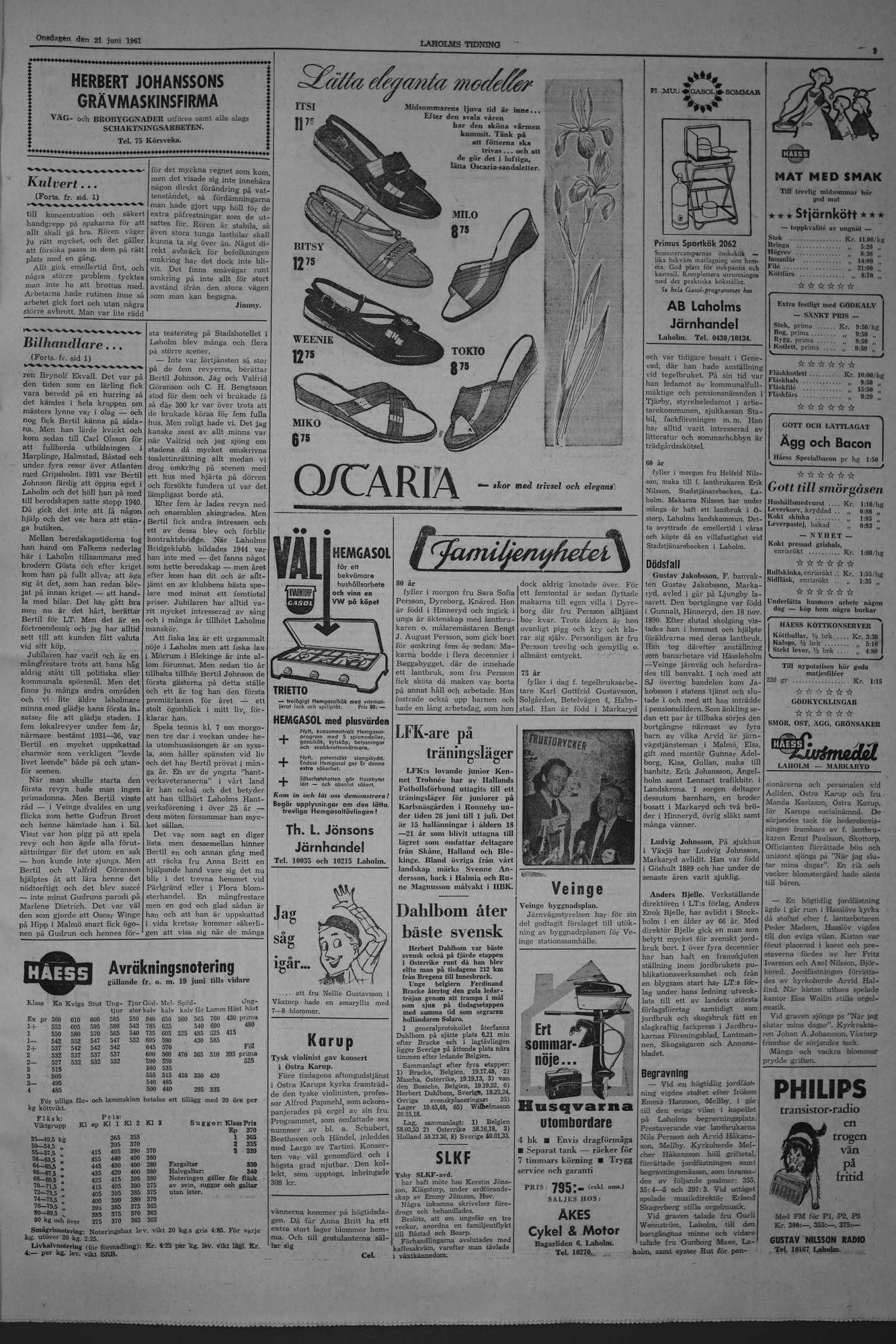 Laholms Tidning Onsdag 21 juni 1961, sida 3