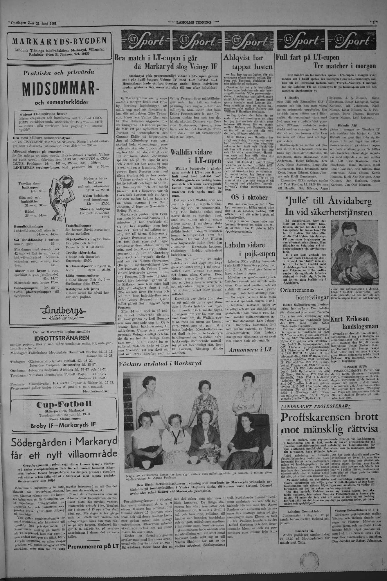 Laholms Tidning Onsdag 21 juni 1961, sida 5