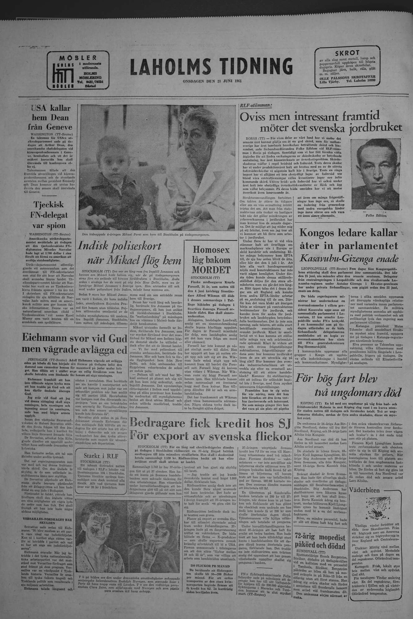 Laholms Tidning Onsdag 21 juni 1961, sida 8