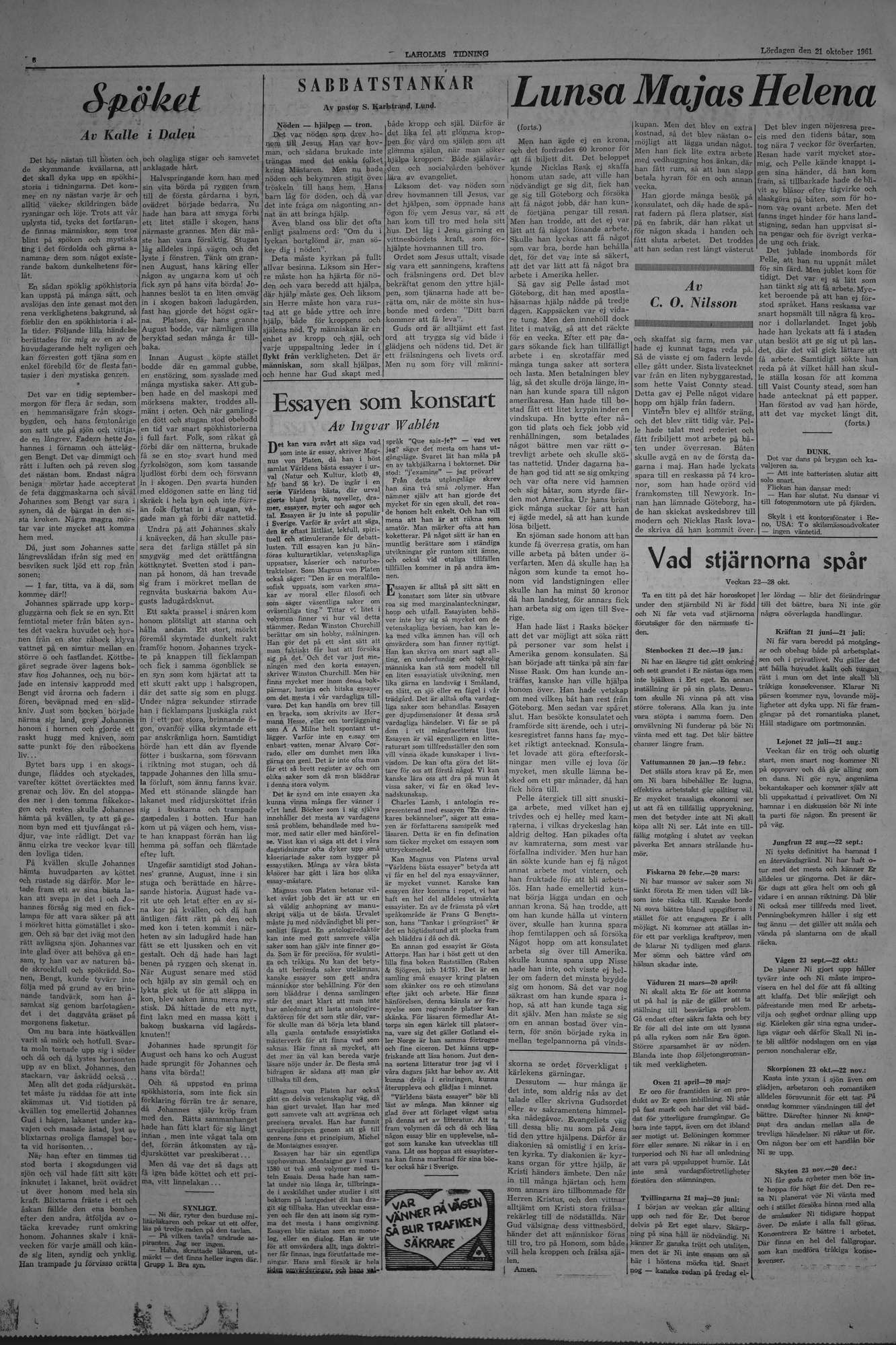 Laholms Tidning Lördag 21 oktober 1961, sida 6