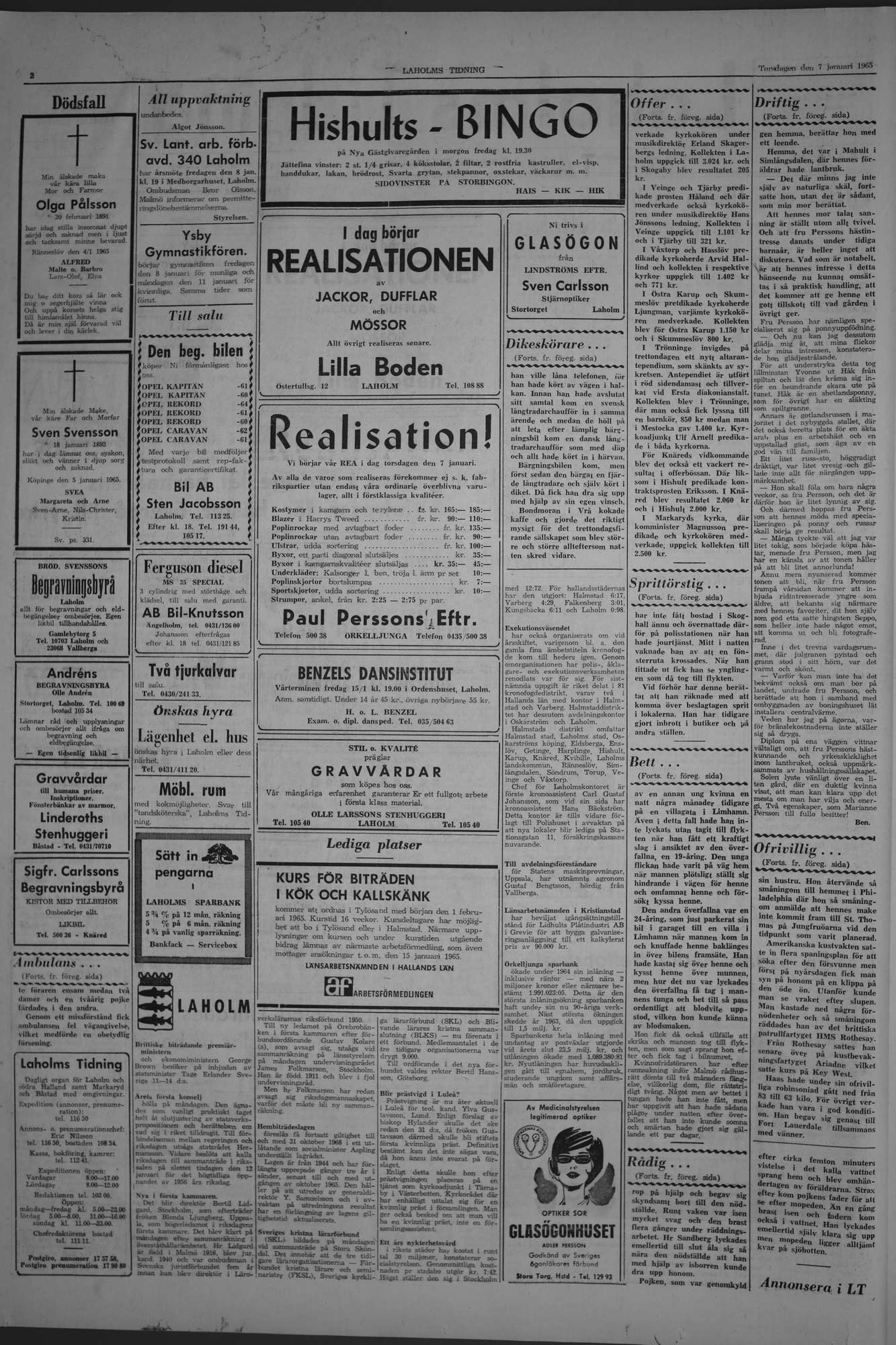 Laholms Tidning Torsdag 7 januari 1965, sida 2
