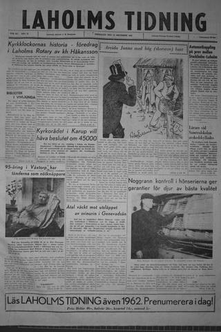 Förstasidan, Fredag 22 december 1961