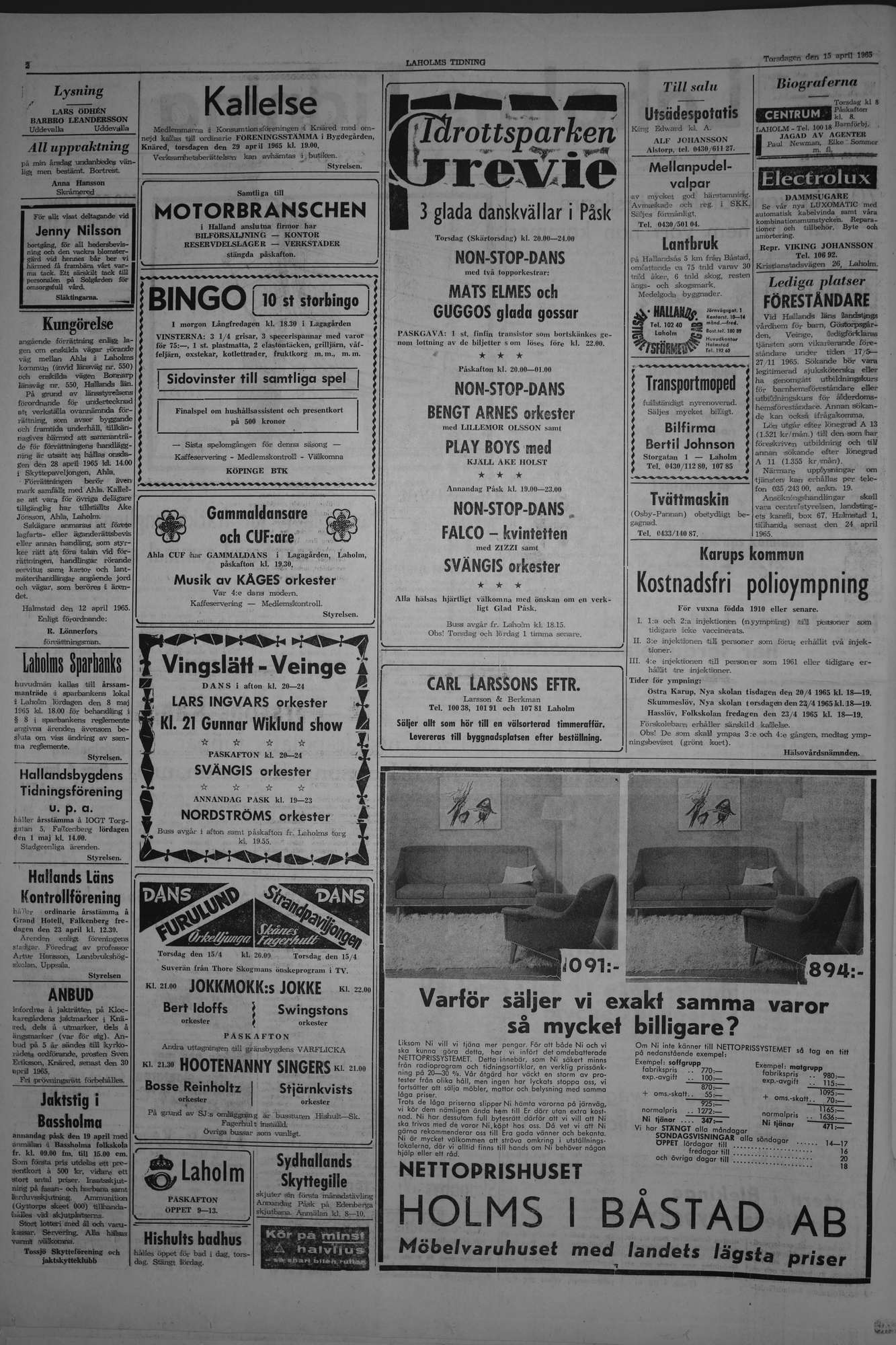Laholms Tidning Torsdag 15 april 1965, sida 2