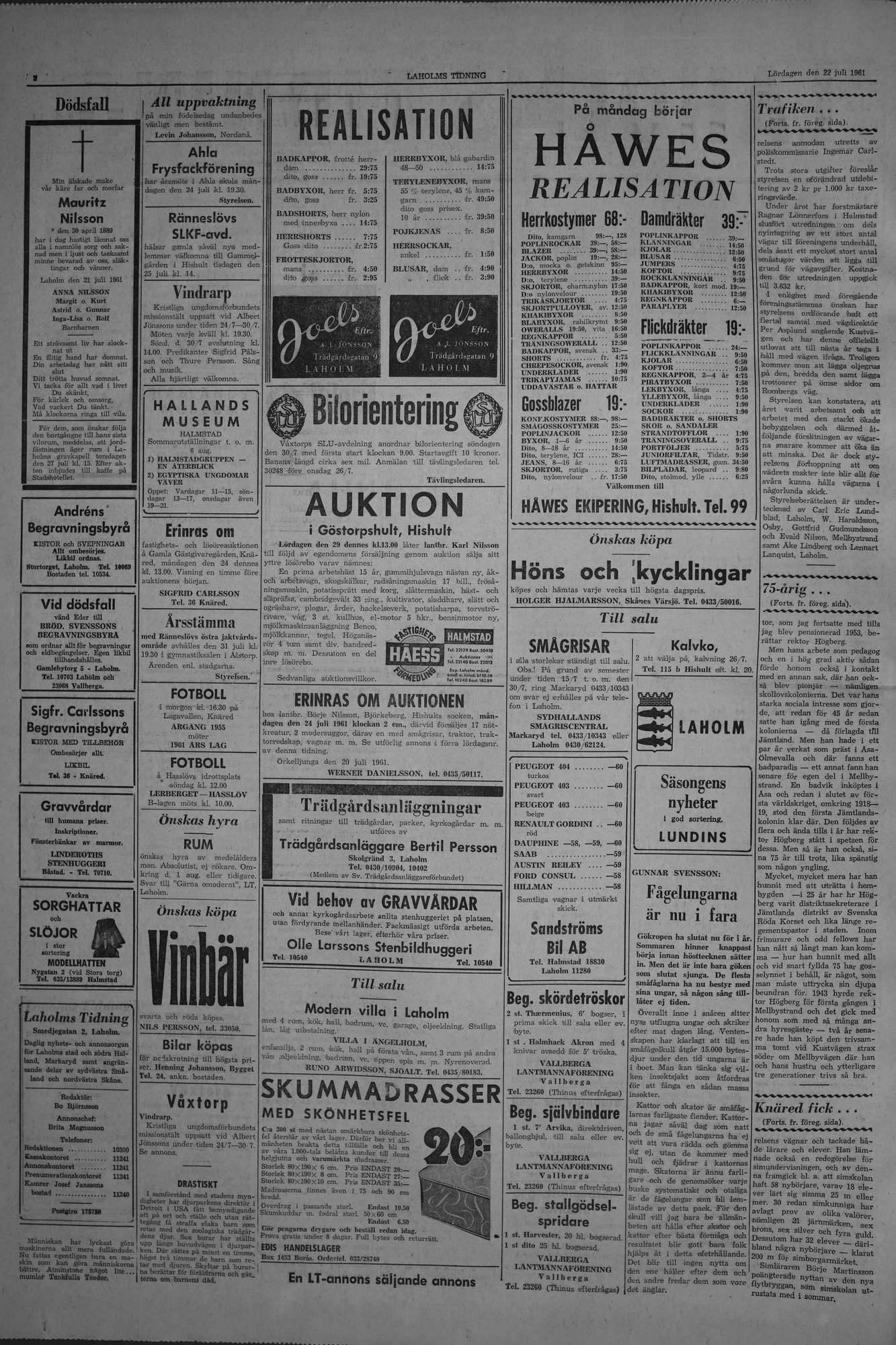 Laholms Tidning Lördag 22 juli 1961, sida 2