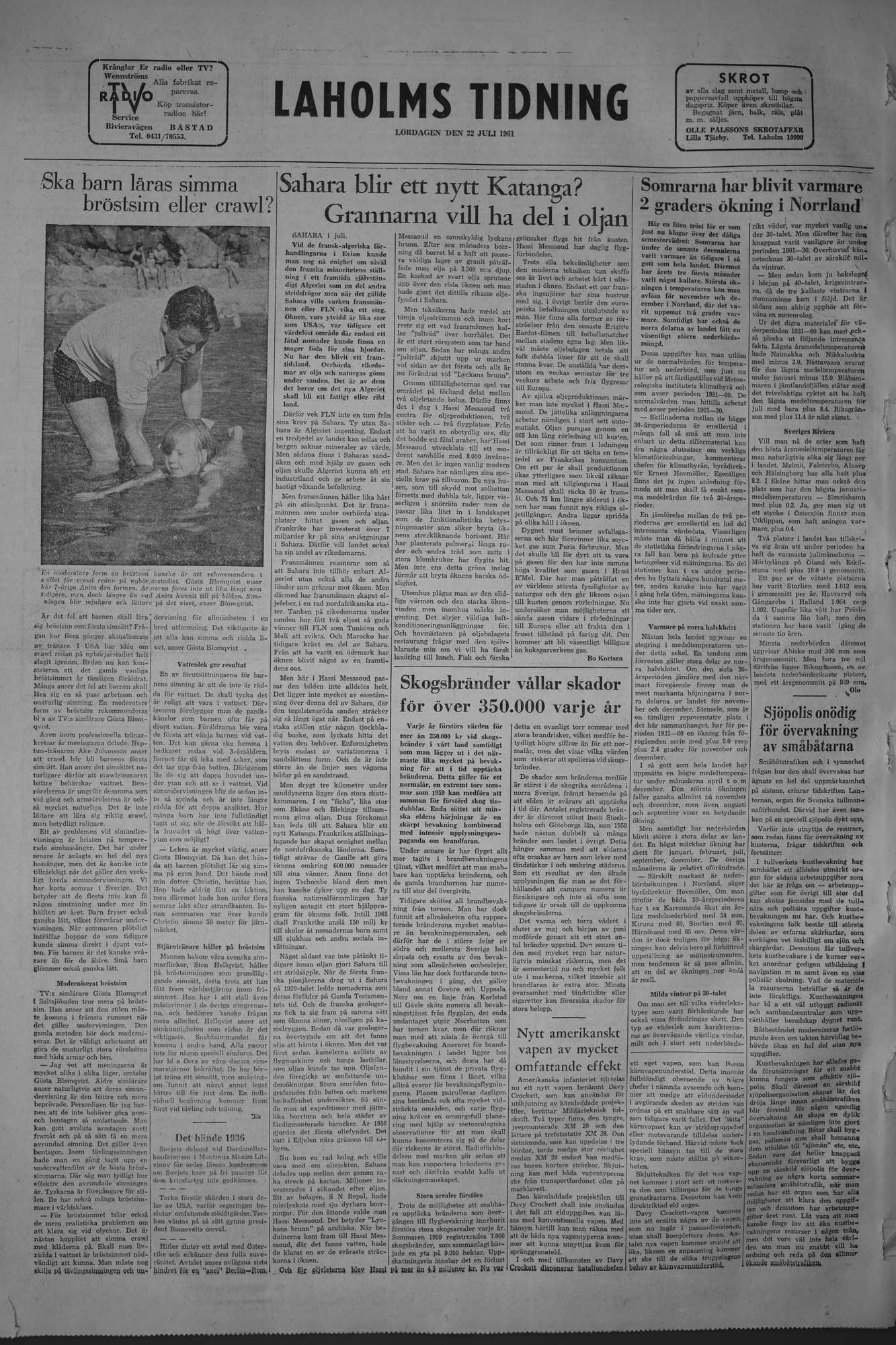 Laholms Tidning Lördag 22 juli 1961, sida 8