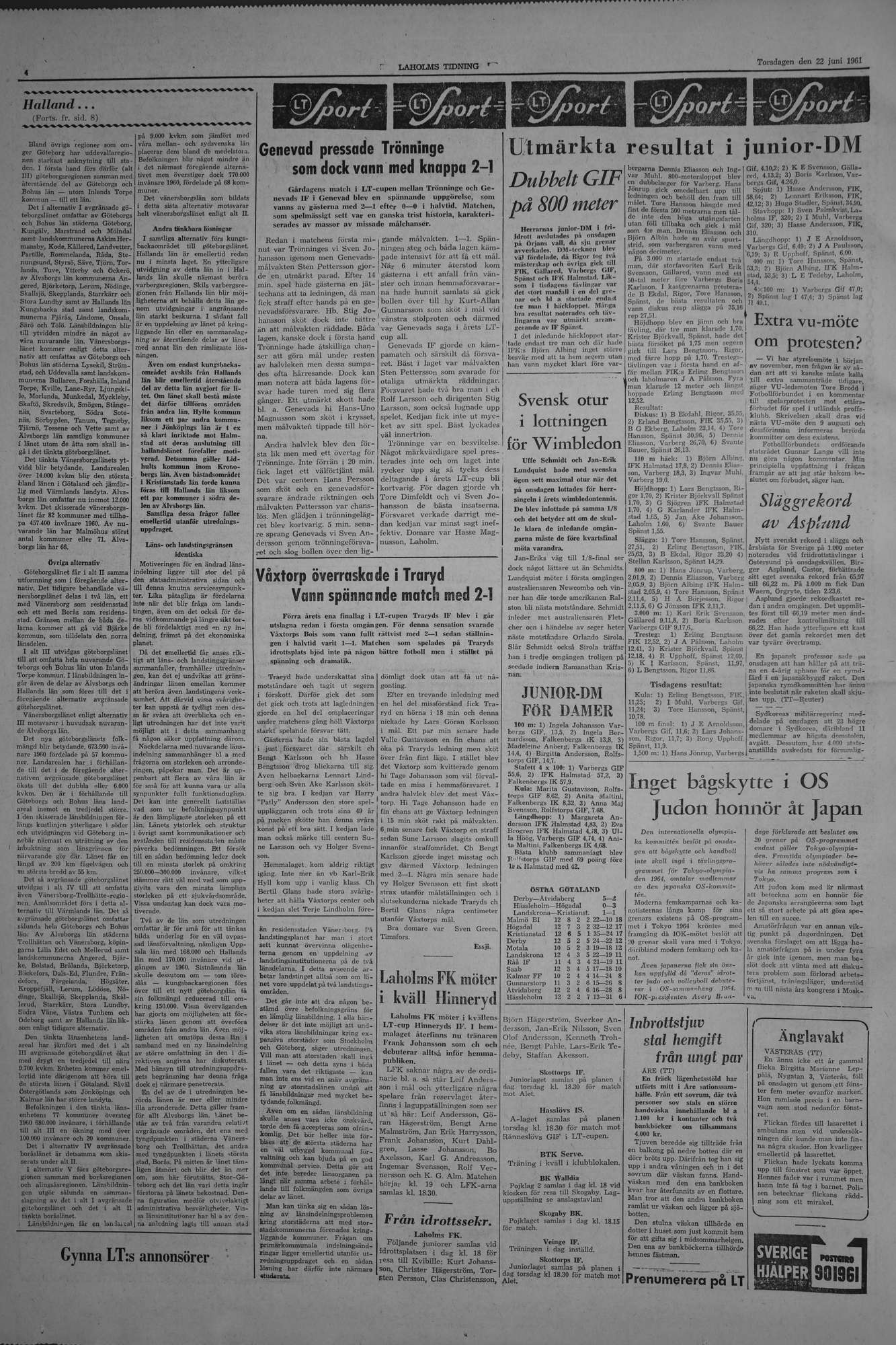 Laholms Tidning Torsdag 22 juni 1961, sida 4
