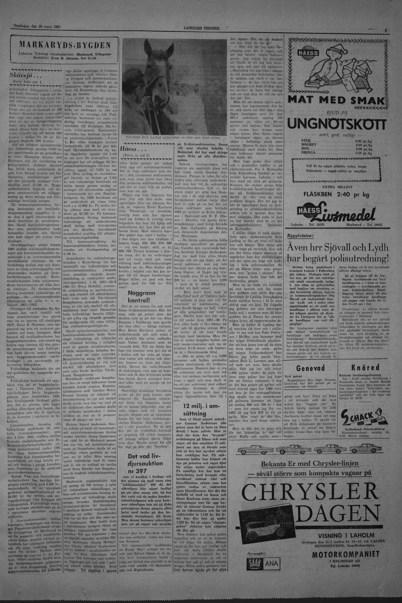 Laholms Tidning Onsdag 22 mars 1961, sida 3