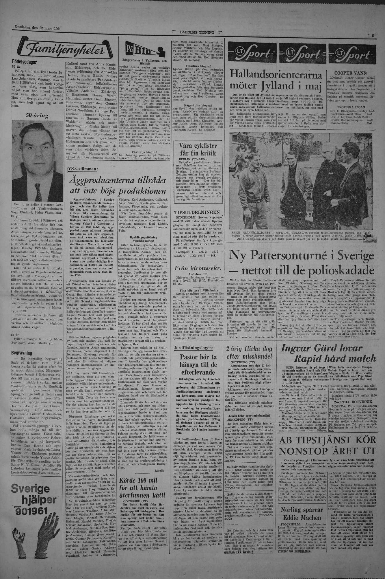 Laholms Tidning Onsdag 22 mars 1961, sida 5