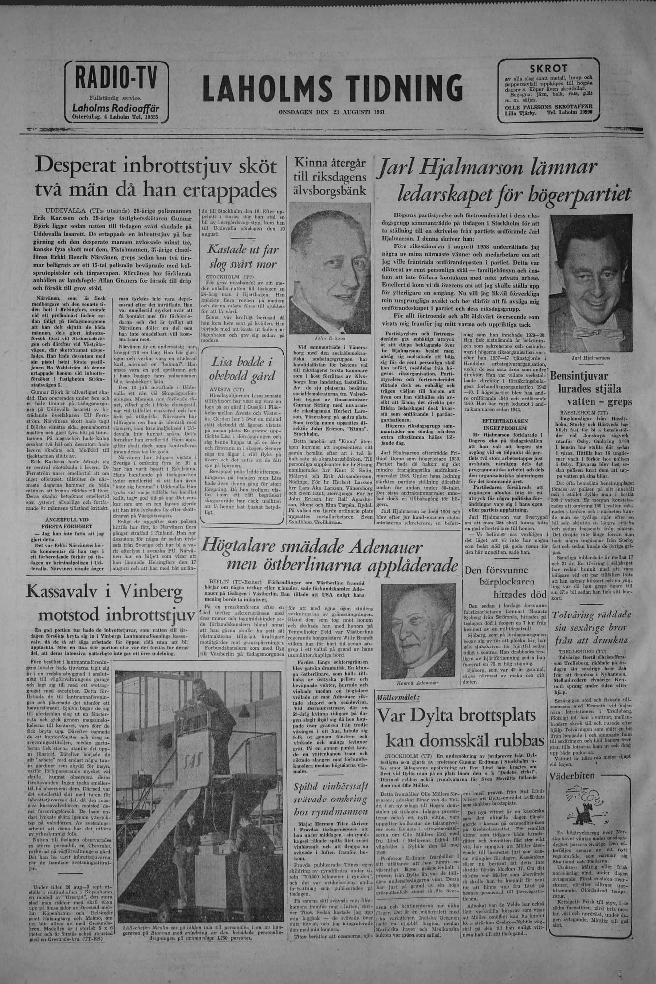 Laholms Tidning Onsdag 23 augusti 1961, sida 8