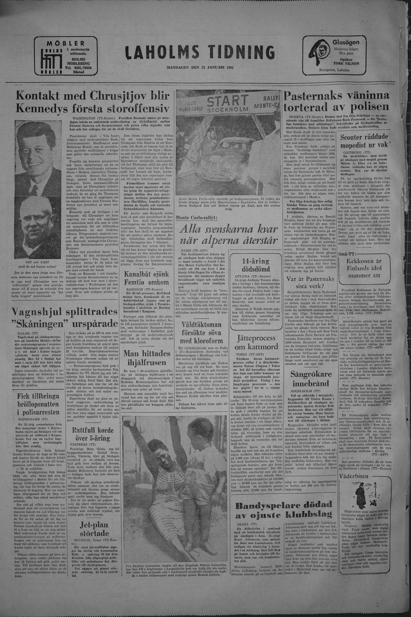 Laholms Tidning Måndag 23 januari 1961, sida 8