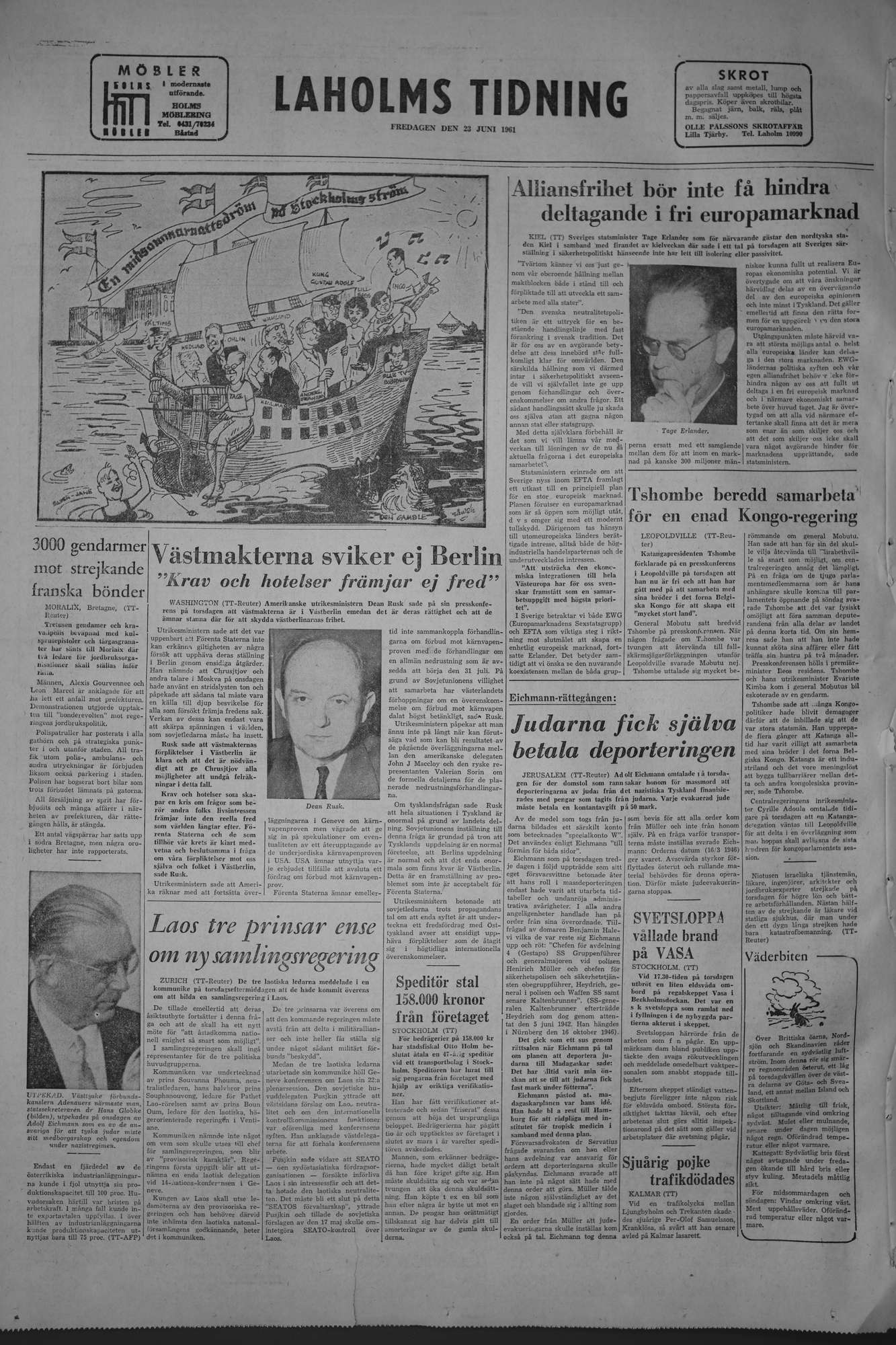 Laholms Tidning Fredag 23 juni 1961, sida 8