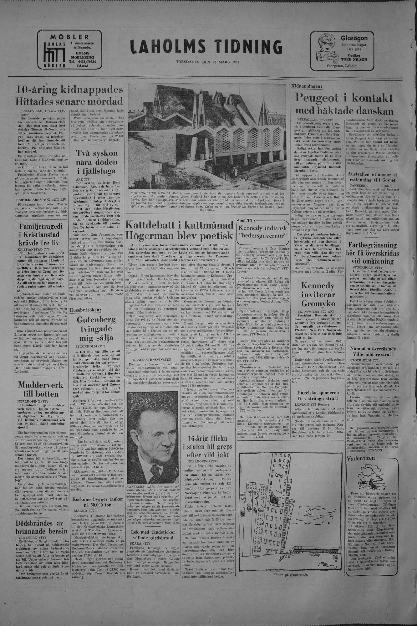 Laholms Tidning Torsdag 23 mars 1961, sida 8