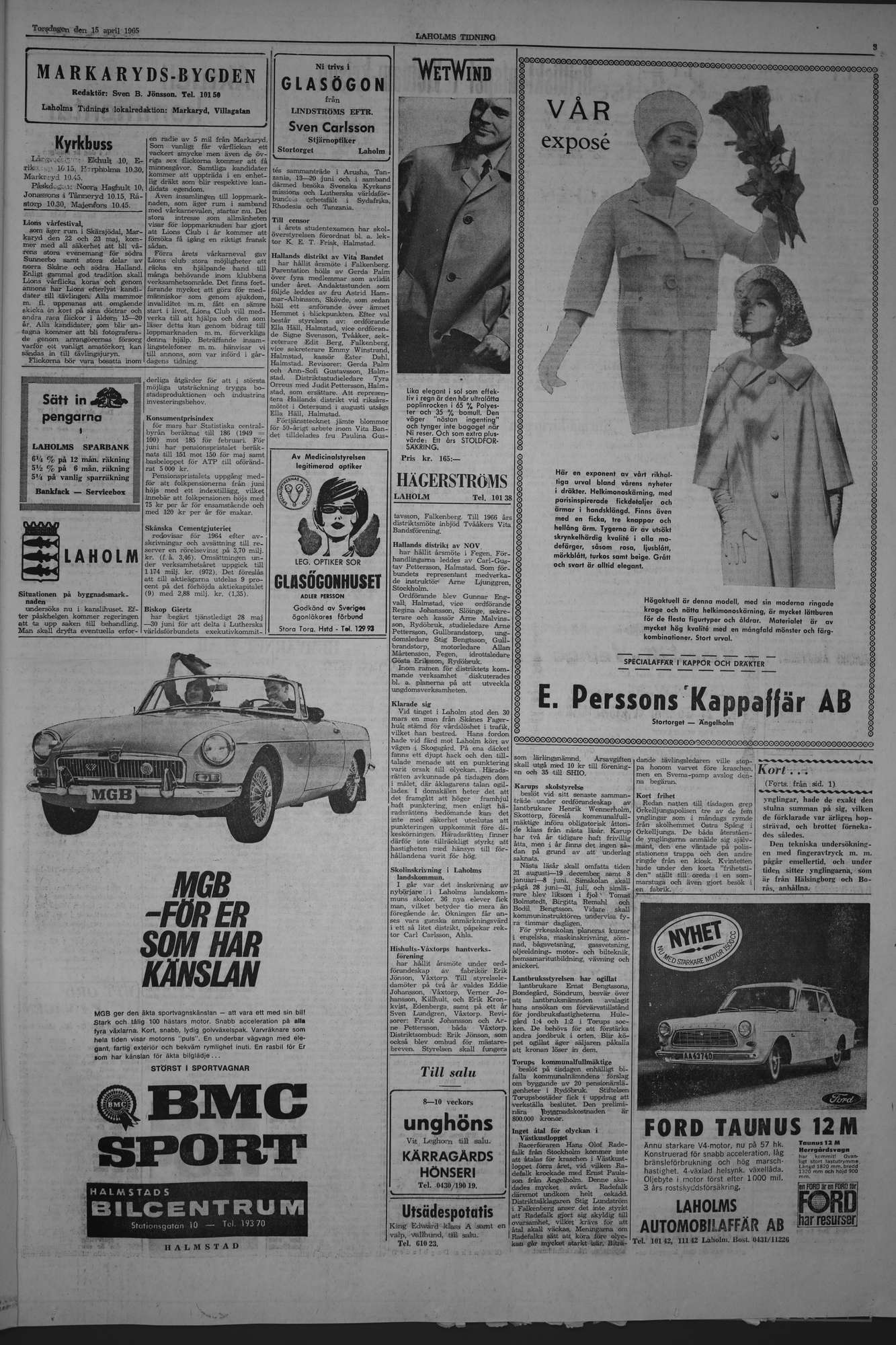Laholms Tidning Torsdag 15 april 1965, sida 3