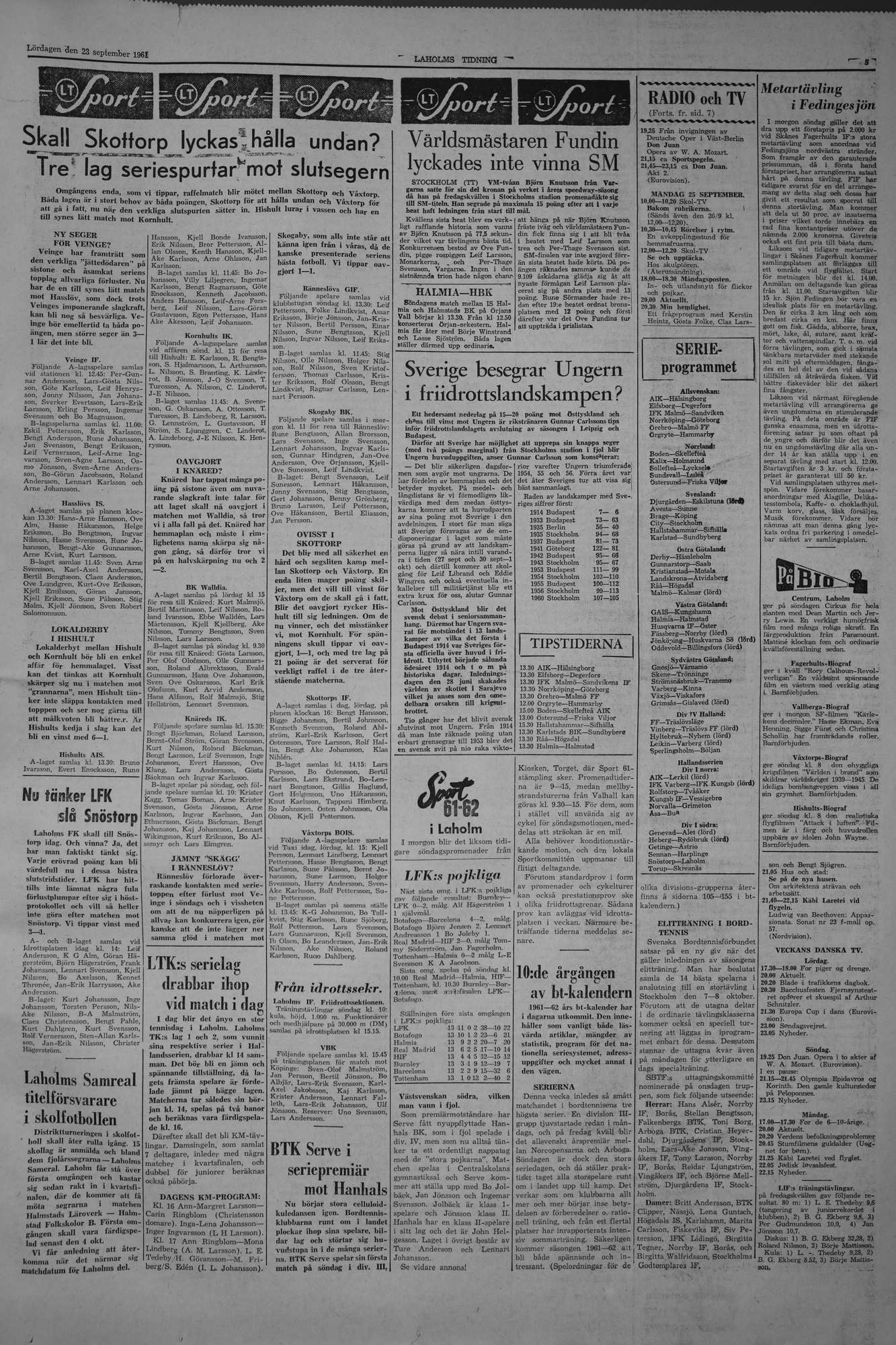 Laholms Tidning Lördag 23 september 1961, sida 5