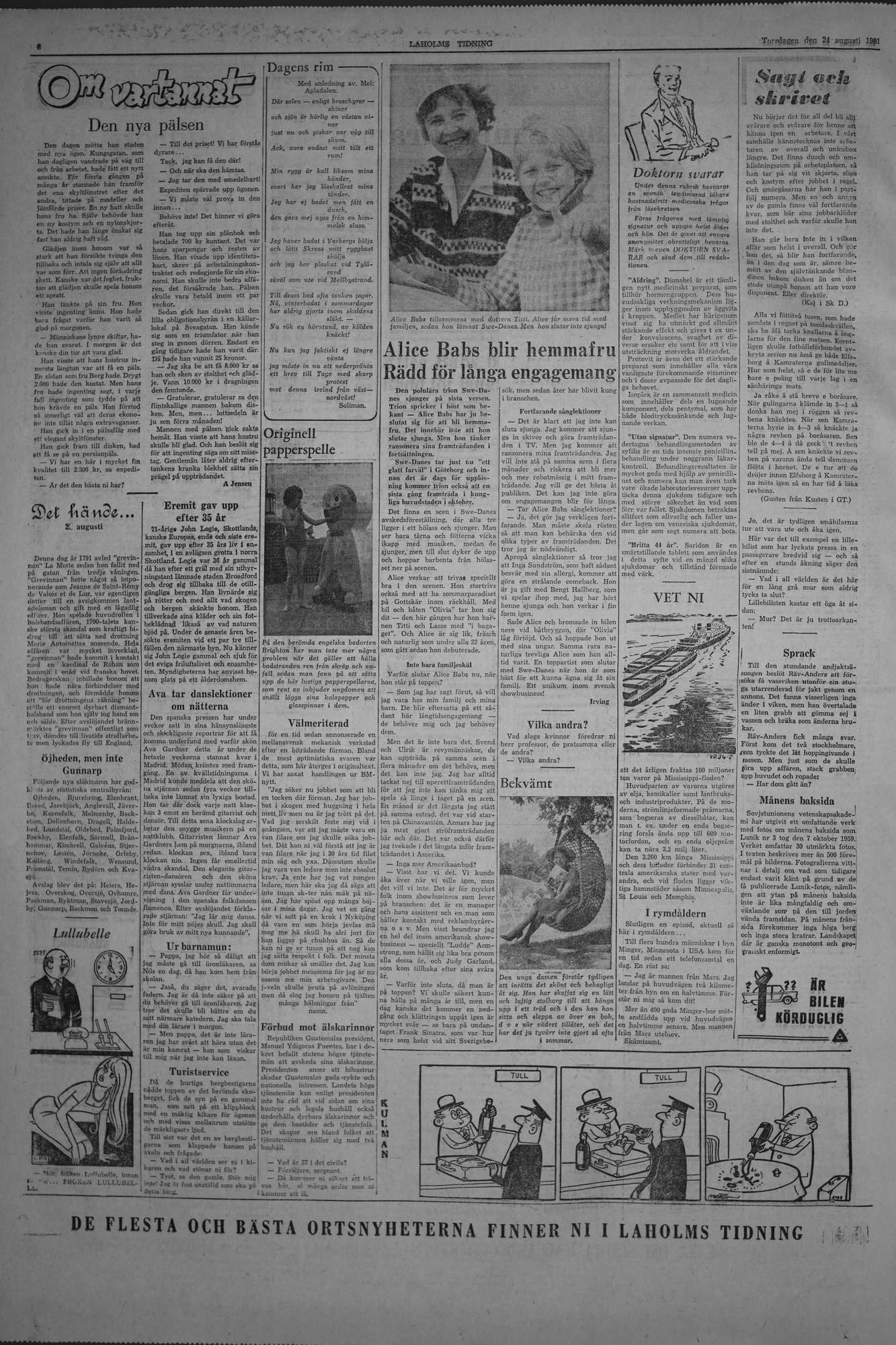 Laholms Tidning Torsdag 24 augusti 1961, sida 6