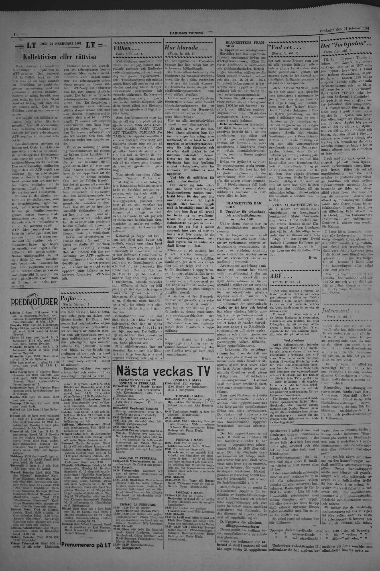 Laholms Tidning Fredag 24 februari 1961, sida 4