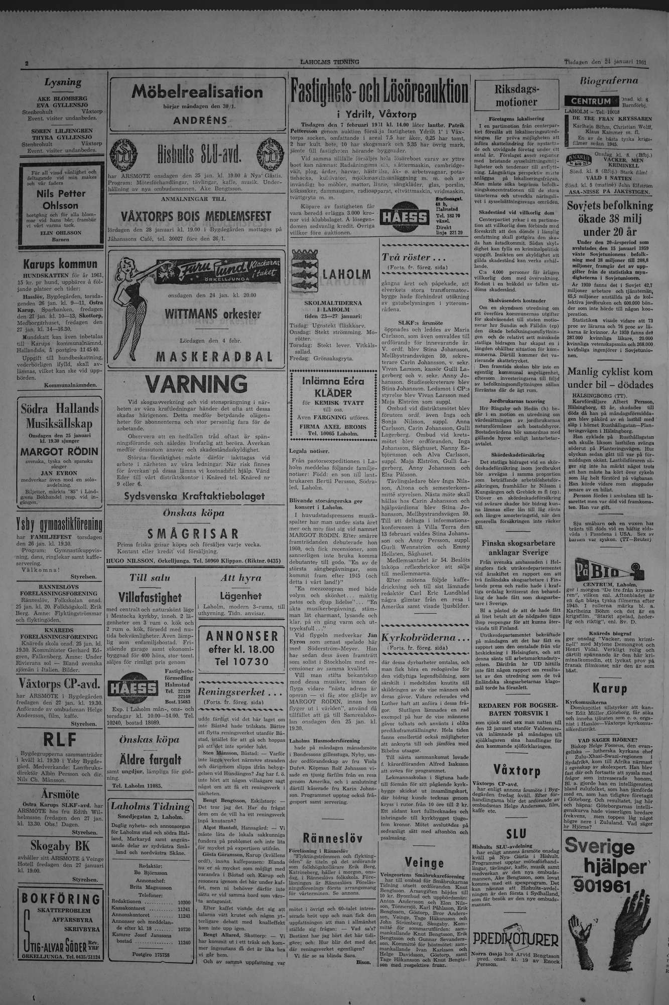 Laholms Tidning Tisdag 24 januari 1961, sida 2