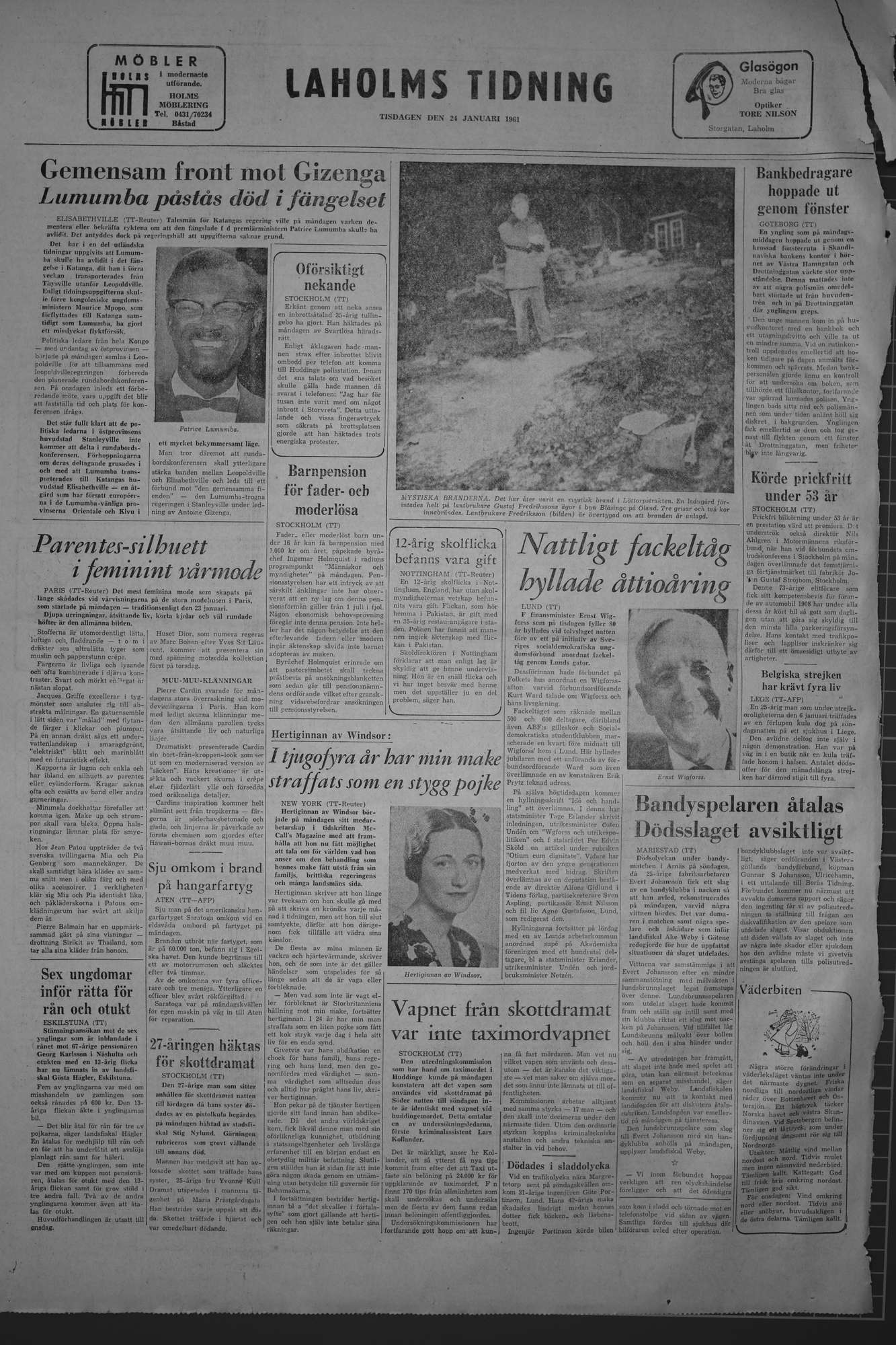 Laholms Tidning Tisdag 24 januari 1961, sida 8