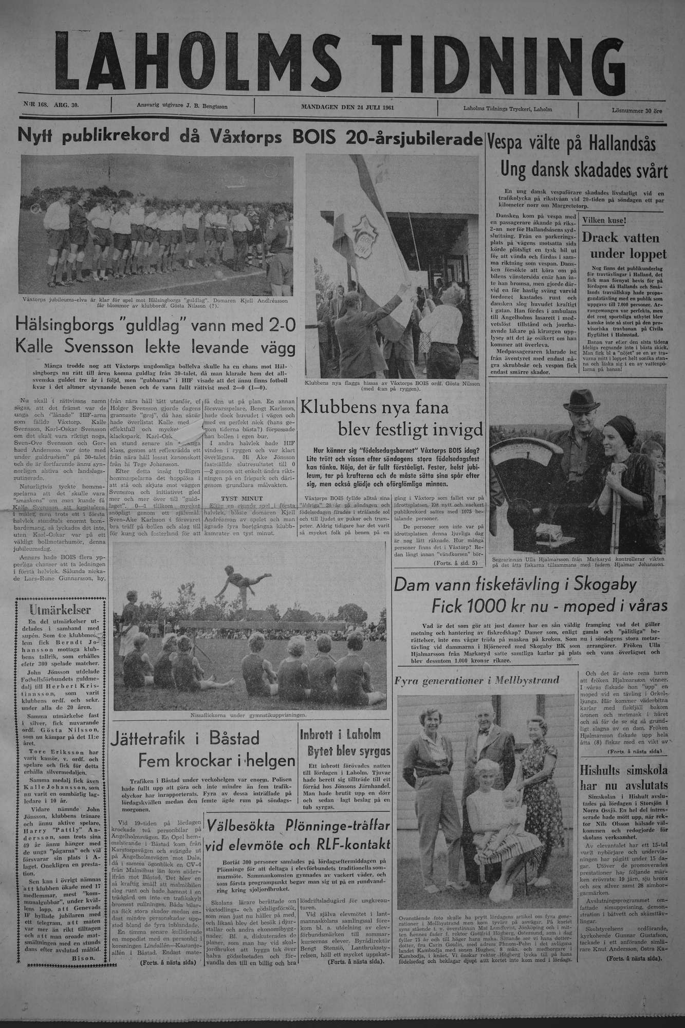 Laholms Tidning Måndag 24 juli 1961, sida 1