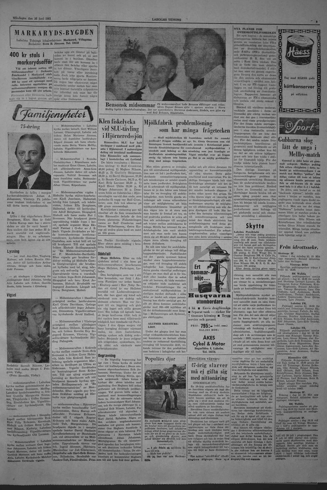 Laholms Tidning Måndag 26 juni 1961, sida 3