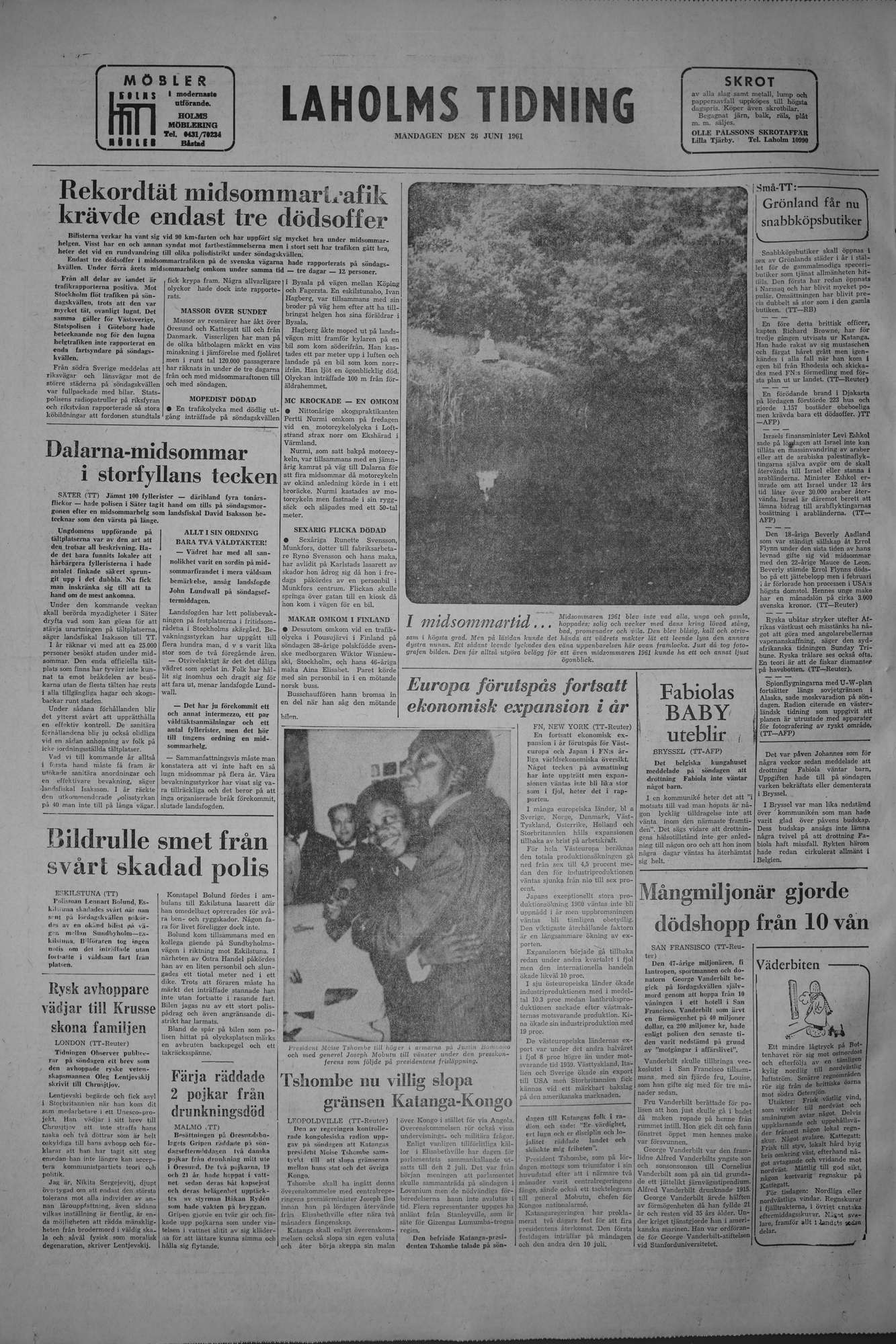 Laholms Tidning Måndag 26 juni 1961, sida 8