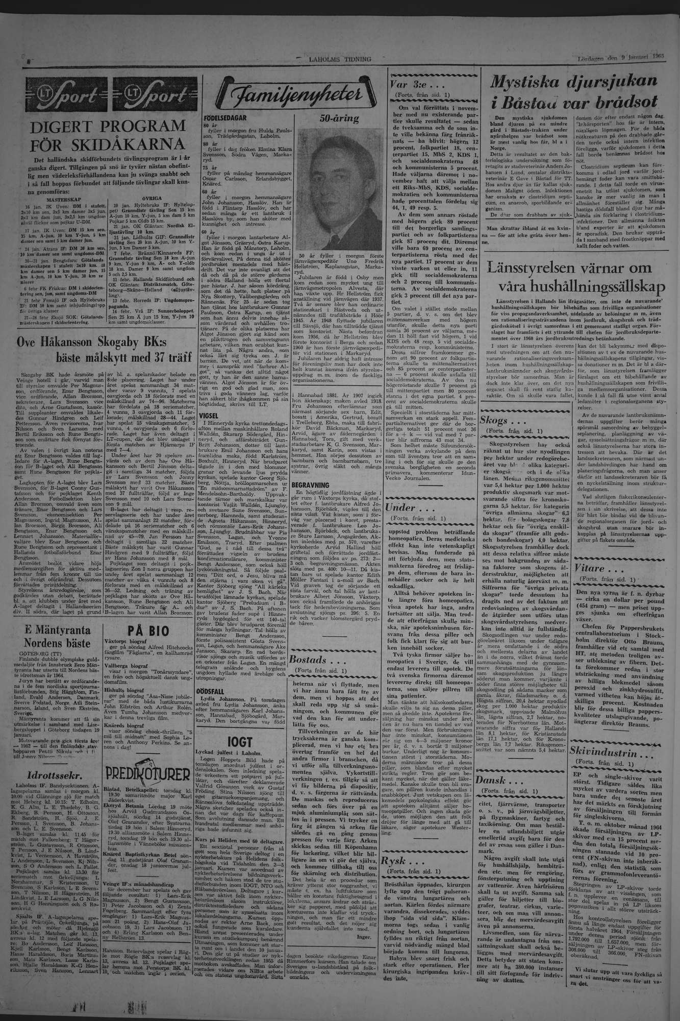 Laholms Tidning Lördag 9 januari 1965, sida 6