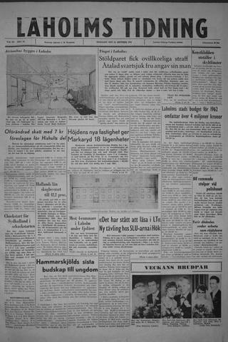 Förstasidan, Tisdag 24 oktober 1961