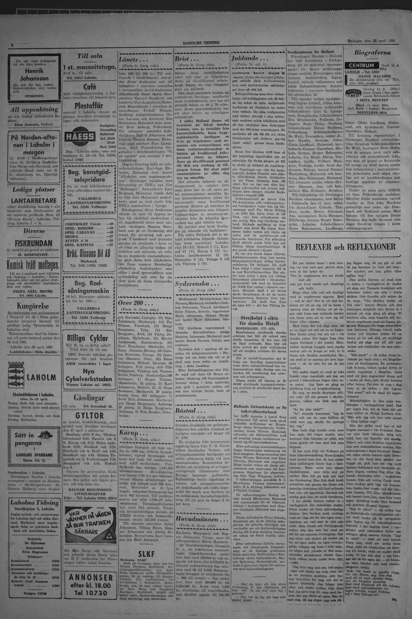 Laholms Tidning Tisdag 25 april 1961, sida 2