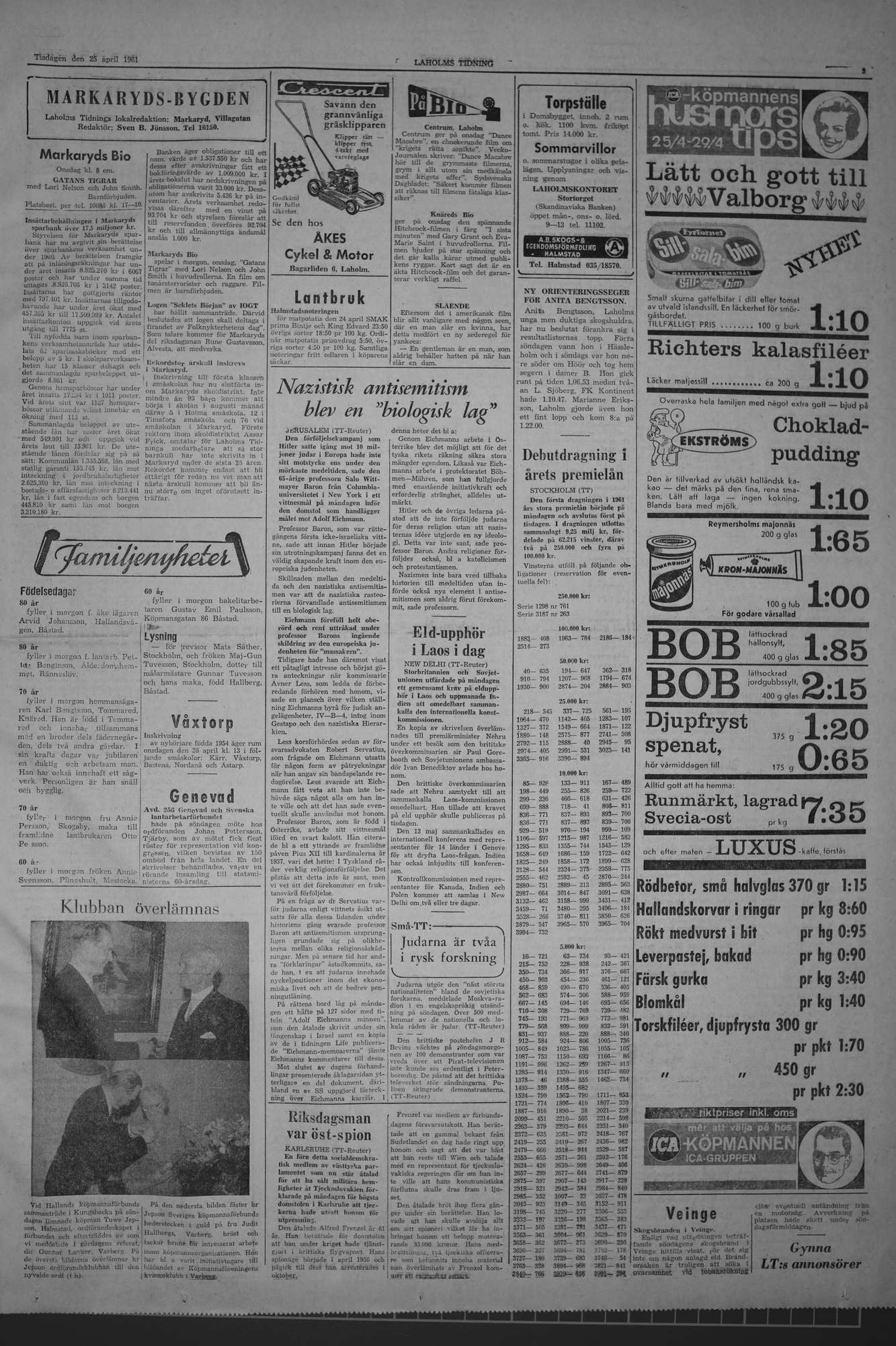 Laholms Tidning Tisdag 25 april 1961, sida 3